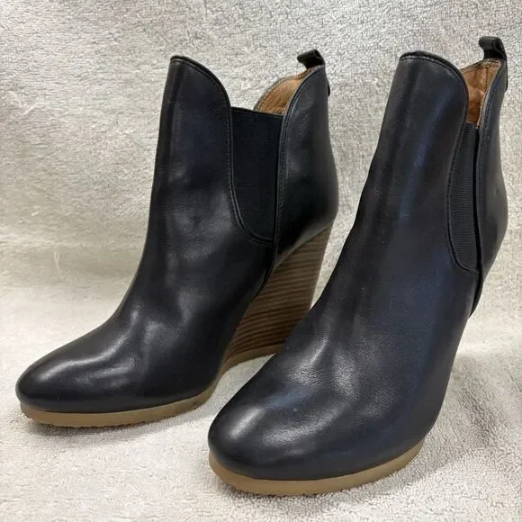 Coach Farah Wedge Ankle Boots Black Leather Chelsea Style Women’s Size 9B - Picture 3 of 8